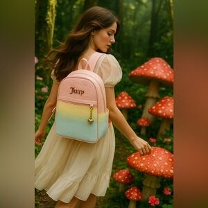 Juicy Couture Diamond Bling Heartless Ombré Backpack Pastel Pink NWT 13x10x6
